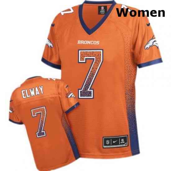 Womens Nike Denver Broncos 7 John Elway Elite Orange Drift Fashion NFL Jersey